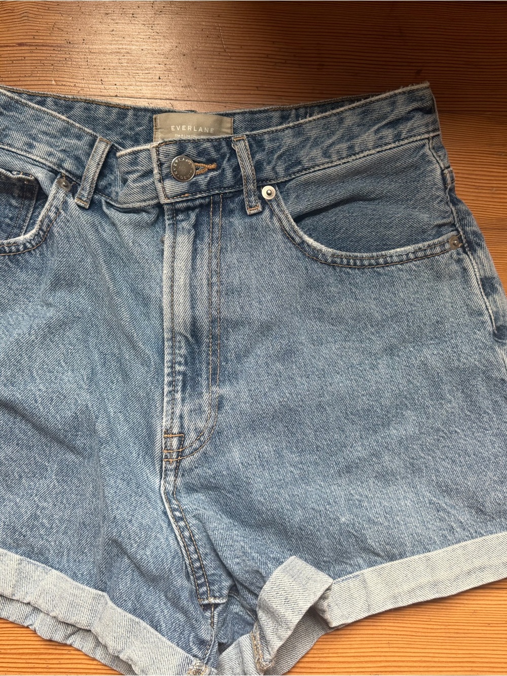 Everlane Light Wash High-Rise Denim Shorts